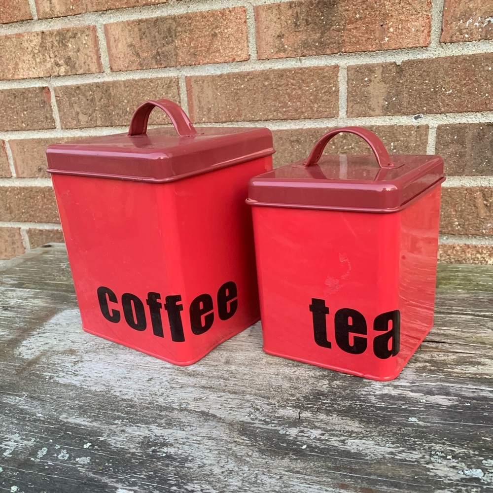 Tuesday Morning Red Coffee and Tea Tins